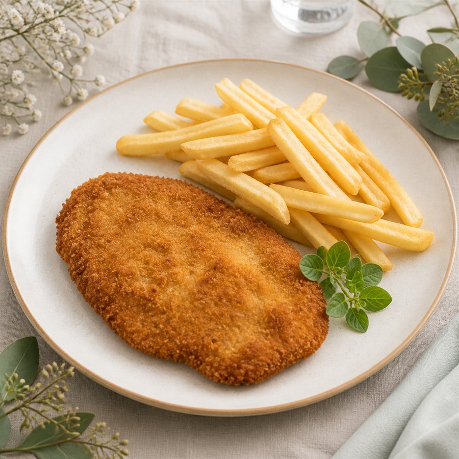 Menú niños con apanado y papas fritas